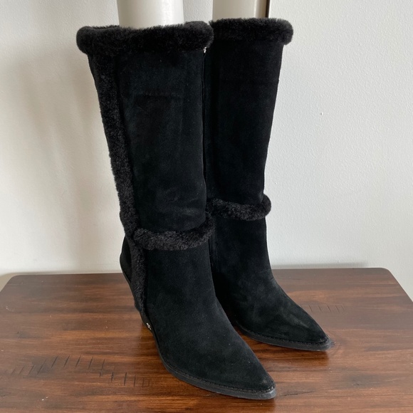 Size 6 Sam Edelman Isla Suede Faux Shearling Knee High Boots - Picture 3 of 9
